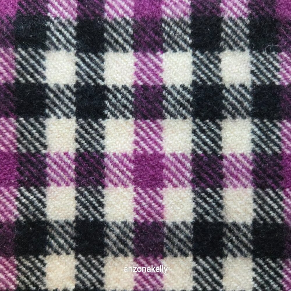 Cashmere Purple Plaid Fringed Scarf Lord & Taylor - Picture 9 of 12